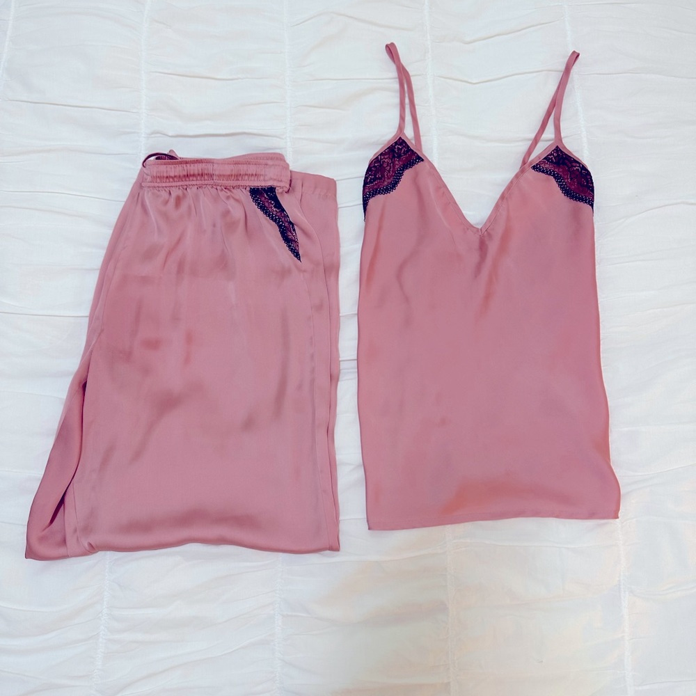 Pink Satin Lace PJs